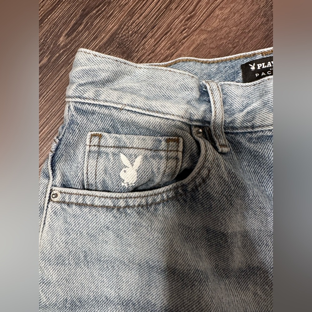 Playboy by PacSun Light Blue High Waisted Straight Leg Jeans size 26 - Picture 7 of 17